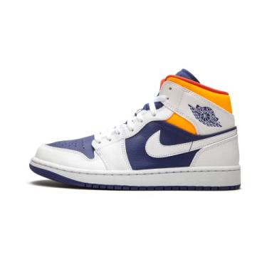 Imagem de Nike T nis de basquete masculino Air Jordan 1 Mid, Branco/Laranja Laster, 7.5