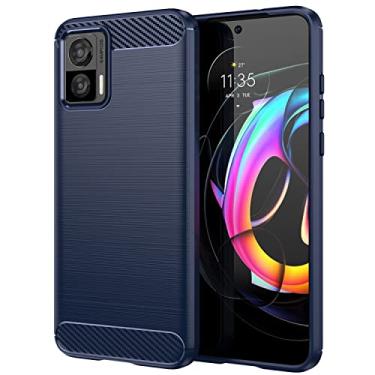 Imagem de Capa para celular Motorola Moto G53 6.5" (incluindo duas Película protetora temperada) capa macia anti-queda com case borda elástica (Azul)