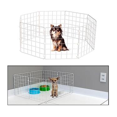Imagem de Cercadinho Pet Dobravel Móvel Articulado Cachorro Pequeno Porte Gato 8 Telas 30cm Branco
