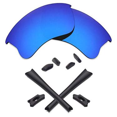 Imagem de Lentes de reposição e kits de borracha Mryok para óculos de sol Oakley Flak Jacket XLJ – Opt, Deep Blue Polarized Lenses & Black Rubber Kits, One Size