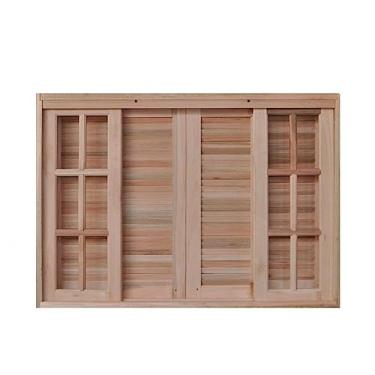 Imagem de Janela de Madeira Veneziana 100x120cm 6 Folhas Rodam Natural