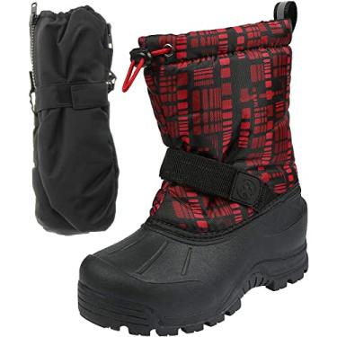Imagem de Northside Frosty Kids – Conjunto de botas e luvas de inverno para meninos e meninas, Charcoal/Red, 7 Toddler