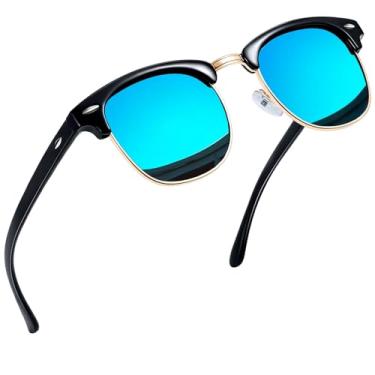 Imagem de Joopin Óculos de Sol Masculinos Femininos Polarizado Semi Sem aro Espelhados Óculos de Sol Proteção UV (Lente Espelhada Azul)