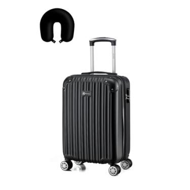 Imagem de Mala de Bordo Viagem R?gida Rodas 360 ? capacidade 10kg Com Z?per Expans?vel e anti furto com senha (PRETA)