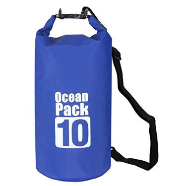 Imagem de ProOffer 2L/3L/5L/10L/15L/20L/30L 500D Bolsa seca à prova d'água de PVC para caiaque/barco/canoagem/pesca/rafas/natação/acampamento/snowboard, Azul, 10L