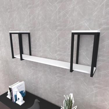 Imagem de Prateleira Industrial Suspensa Estante Parede Nicho Branco Cozinha Escritorio Sala Quarto Infantil