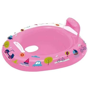 Imagem de Boia Bote Inflável com Encaixe para Perninhas em Forma de Fralda - Ideal Par Crianças Pequenas - Cores Azul e Rosa (Rosa)