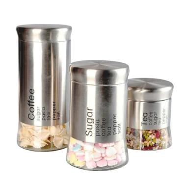 Imagem de Conjunto 3 Potes Will Inox E Vidro Aço Escovado