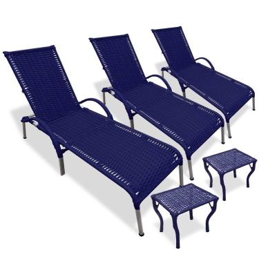 Imagem de Kit 3 Cadeiras/Espreguiçadeiras Julia + 2  Mesa P/ Piscina