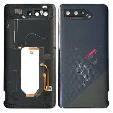 Imagem de SHOWGOOD para Asus ROG Phone 5 5S ZS673KS de 6,7 polegadas, painel de vidro, tampa traseira da bateria, tampa da porta + lente da câmera (logotipo preto da Tencent)