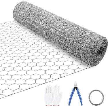Imagem de HONSREO Cerca de arame de galinha 40 cm x 8 m, rede de arame para aves de capoeira, malha de cerca floral galvanizada hexagonal de 1,5 cm para galinheiro de coelho de estimação