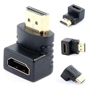 Imagem de Adaptador Plug HDMI Macho para HDMI Fêmea em L 90 Graus