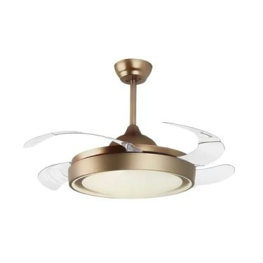 Imagem de Ventilador Teto Retrátil 4 Pás Dourado Led Pás Transparente