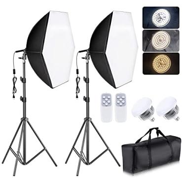 Imagem de Torjim Kit de iluminação Softbox, kit profissional de iluminação fotográfica de 76,2 cm x 76,2 cm para filmagem, retrato, produto de fotografia moderna, kit de iluminação contínua para gravação de vídeo, fotos de retratos