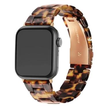 Imagem de Pulseira feminina de resina para Apple Watch Seroes de 38 mm, 49 mm, 8, 7, 41, 45, 44 mm e 40 mm para iWatch Seroes 4, 5, 6, 42 mm (tartaruga-de-pente, 42 mm-44 mm-45 mm)
