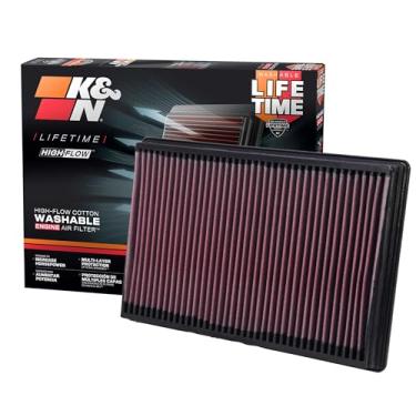 Imagem de K&N Filtro de ar do motor original de alto fluxo vitalício: Aumento de potência: Premium, Lavável: Compatível com Dodge/Ram 2002-2025: 1500, 2500, 3500, 4500, 5500, 33-2247