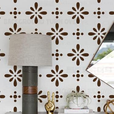 Imagem de Estêncil de damasco de flor de 60 cm para paredes, modelo grande, reutilizável, decoração, padrões de azulejos, padrão de móveis, mandala, nicho, parede, modelos de mandalas de madeira para pintar as