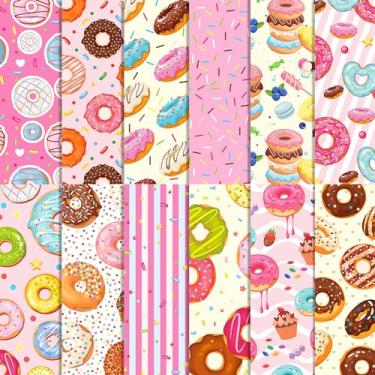 Imagem de JOINFANXIN Bloco de papel para scrapbook de bolo de donuts, 24 peças, estampa de rosquinha doce, papel decopodge de dupla face, papel de cartolina para scrapbook, fundo decorativo faça você mesmo,