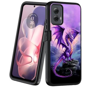 Imagem de BXIKEOPIU Capa projetada para Moto G Power 5G 2024, resistente à prova de choque de 3 camadas à prova de poeira/queda, capa protetora robusta para Motorola Moto G Power 5G 2024, dragão roxo