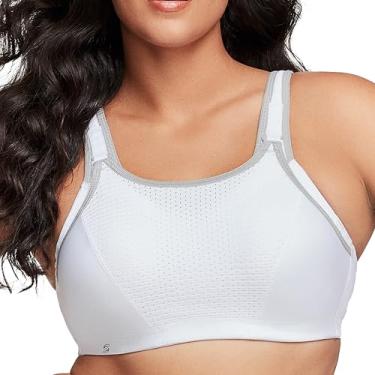 Imagem de Glamorise Sutiã esportivo feminino personalizado com aro #9167, Branco/Cinza, 46C