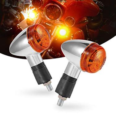 Imagem de MOTL 2 peças de luzes traseiras dianteiras cromadas para Honda Harley Kawasaki Suzuki Yamaha motocicleta Street Standard Custom Bike Cruiser Bobber Chopper (2 peças)