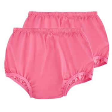 Imagem de Roupa íntima para adultos à prova de vazamento para incontinência, lavável de baixo ruído, reutilizável, capa de calça de plástico rosa unissex 2 peças (2GG, rosa)