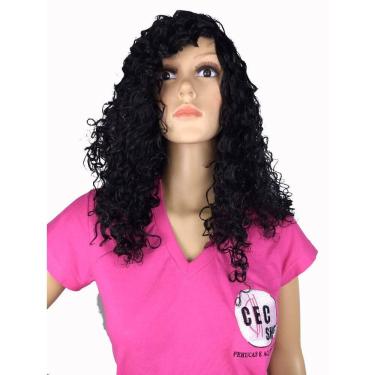 Imagem de Peruca Lace Wig Afro Cacheada Castanho Escuro Fibra Futura