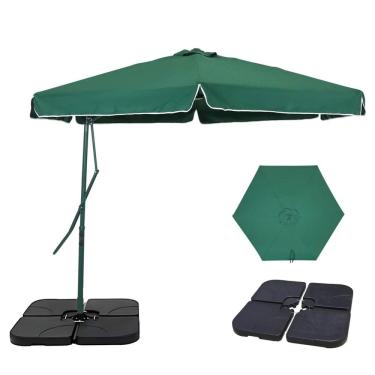 Imagem de Kit Ombrelone Lateral Suspenso 3m Oslo Com Alavanca + Base 60L Quadrada - Belfix