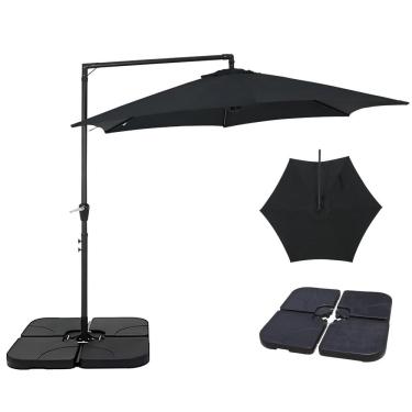 Imagem de Kit Ombrelone Lateral Suspenso 3m Veneza Com Manivela + Base 60L Quadrada - Belfix