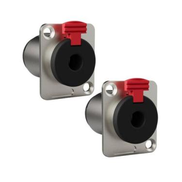 Imagem de Kit 2 Conectores Plug Wireconex P10 WC 195 Fêmea 3 Polos, Vermelho