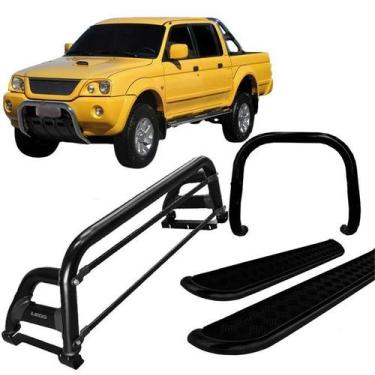 Imagem de Kit Quebra Mato Estribo Santo Antônio H2 L200 2004 Preto - HOZZ