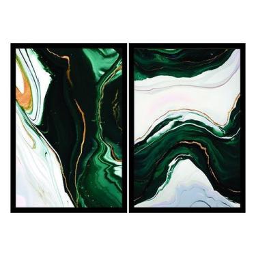 Imagem de Quadros Decorativos Mármore Verde Branco 90x60 Sala Quarto - Essencial