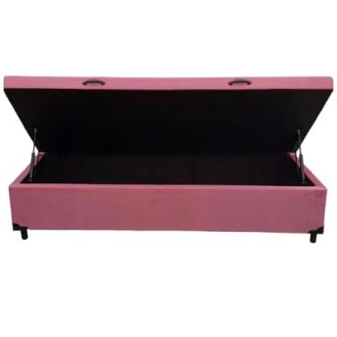 Imagem de Imperium Cama Box Baú Solteiro Blindado Suede Rosa Real Comfort Estofados Queen Madeira de Reflorestamento