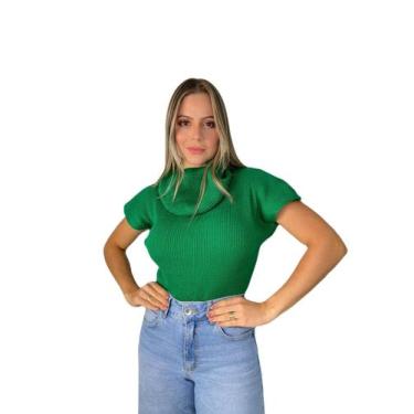Imagem de Blusa Feminina Gola Alta Boba Tricot Inverno Manga Morcego - Calu Tric