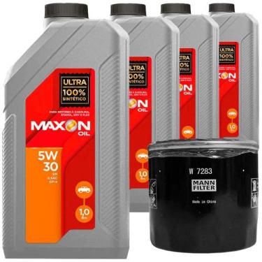Imagem de 4 Óleo Sintético 5W30 Maxon e Filtro Óleo MANN-FILTER Corola