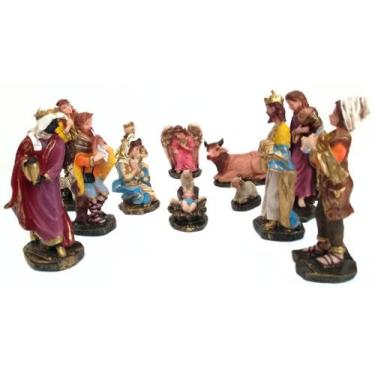 Imagem de Presépio Completo 14 Peças Resina 12 Cm Decoração Natal - Evangelize