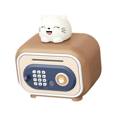 Imagem de Esquirla Cofrinhos Eletrônicos Cofrinho Presente Poupança Pote com Músicas Senha Pessoal e Simulação Caixa Eletrônico Poupança Máquina para Crianças, Gato Marrom
