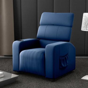 Imagem de Poltrona Reclinável para Descanso Hi Veludo Azul - Mais de Casa