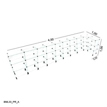Imagem de Balcão de Vidro em L - C/ Conectivo Preto MOD.50 - 4,50 x 1,00 x 1,00 