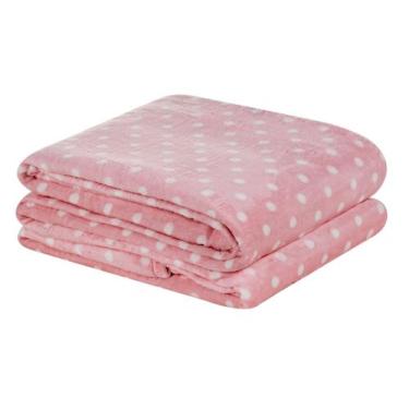Imagem de Mantinha Flannel Petit Poá Solteiro - Bia Enxovais, Rosa Poá