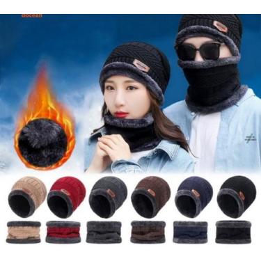Imagem de Conjunto 1 Touca + 1 Gola Inverno Neve Adulto - Sem marca, Preto