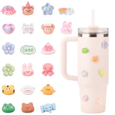 Imagem de Bluwing 20 adesivos 3D para copos Stanley, garrafas de água e copos, adesivos para meninas e adultos, adesivos impermeáveis para Hydroflask, YETI (estilo 1