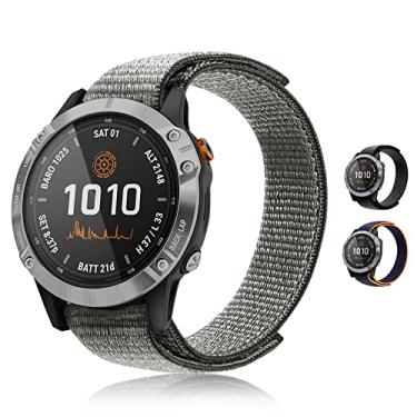 Imagem de Pulseiras de relógio Aroloxta Fenix 7X / Fenix 6X / Fenix 5X, gancho e laço, nylon ultraleve de 26 mm, ajuste fácil para Garmin Fenix 6X Pro/Sapphire, Fenix 5X Plus para mulheres e homens