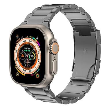 Imagem de MoKo Pulseira de titânio compatível com Apple Watch Ultra 3/2/1 de 49 mm, S11/S10 46 mm, 9/8/7 45 mm, SE3/SE2/SE/6/5/4 de 44 mm, 3/2/1 de 42 mm, SE3/SE2/SE/6/5/4 de 44 mm, 3/2/1 de 42 mm, cinza
