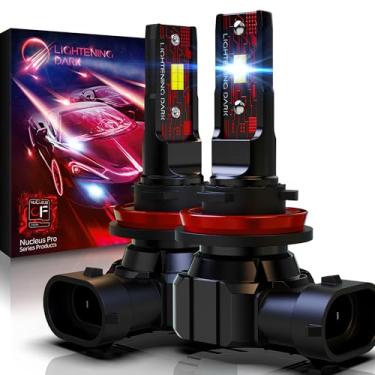 Imagem de LIGHTENING DARK H11 Lâmpada de LED de neblina, H8/H9 12000LM 60W 6500K Xenon Branco Extremamente Brilhante Sem Fio Fanless Halogênio Substituição (pacote com 2)