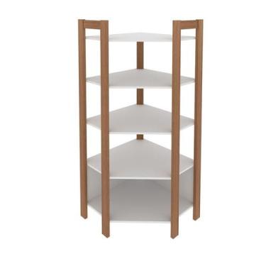 Imagem de Armário Canto Multiuso 70,5x165,5x70,5 cm Amêndoa/Branco - Tecnomobili