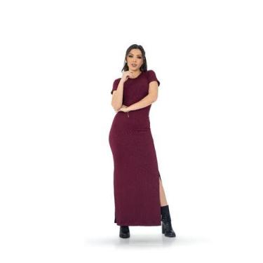 Imagem de Vestido Longo Social Fenda Moda Luxo Fashion Manguinha - dom, GG, Bord