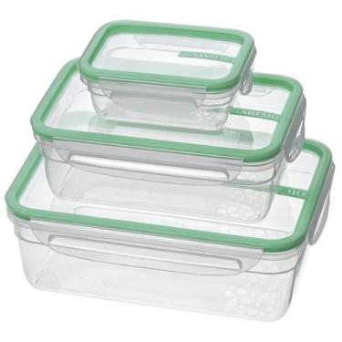 Imagem de Kit 3 Potes Plástico Hermético Marmita Geladeira Mantimentos - Sanremo