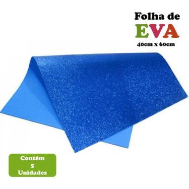 Imagem de Pacote Eva Emborrachado 5 Unidades C/ Glitter 40x60cm - LeoArts, Azul 