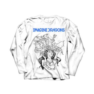 Imagem de Camiseta Manga Longa Masculina Imagine Dragons - Ultrav Store, Branco,